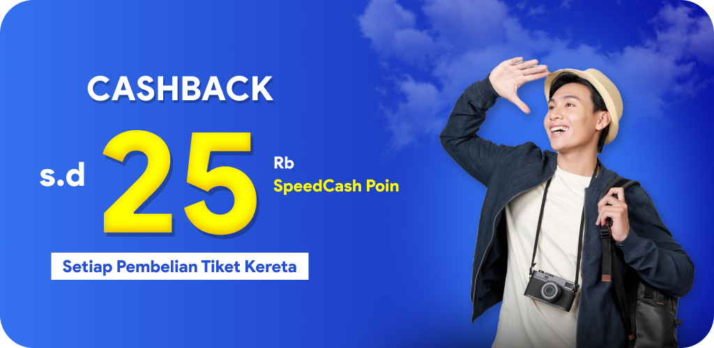 Cashback SpeedCash Poin setiap pembelian tiket kereta di SpeedCash