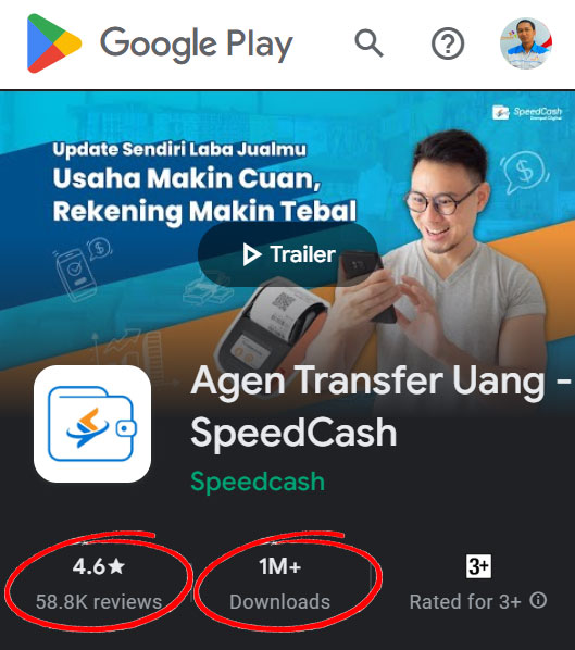 lebih dari 1 juta pengguna aplikasi agen speedcash
