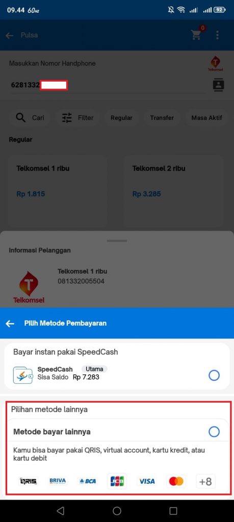 pilih metode bayar pakai QRIS