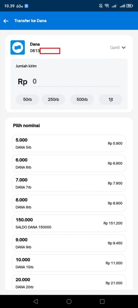 top up dana murah