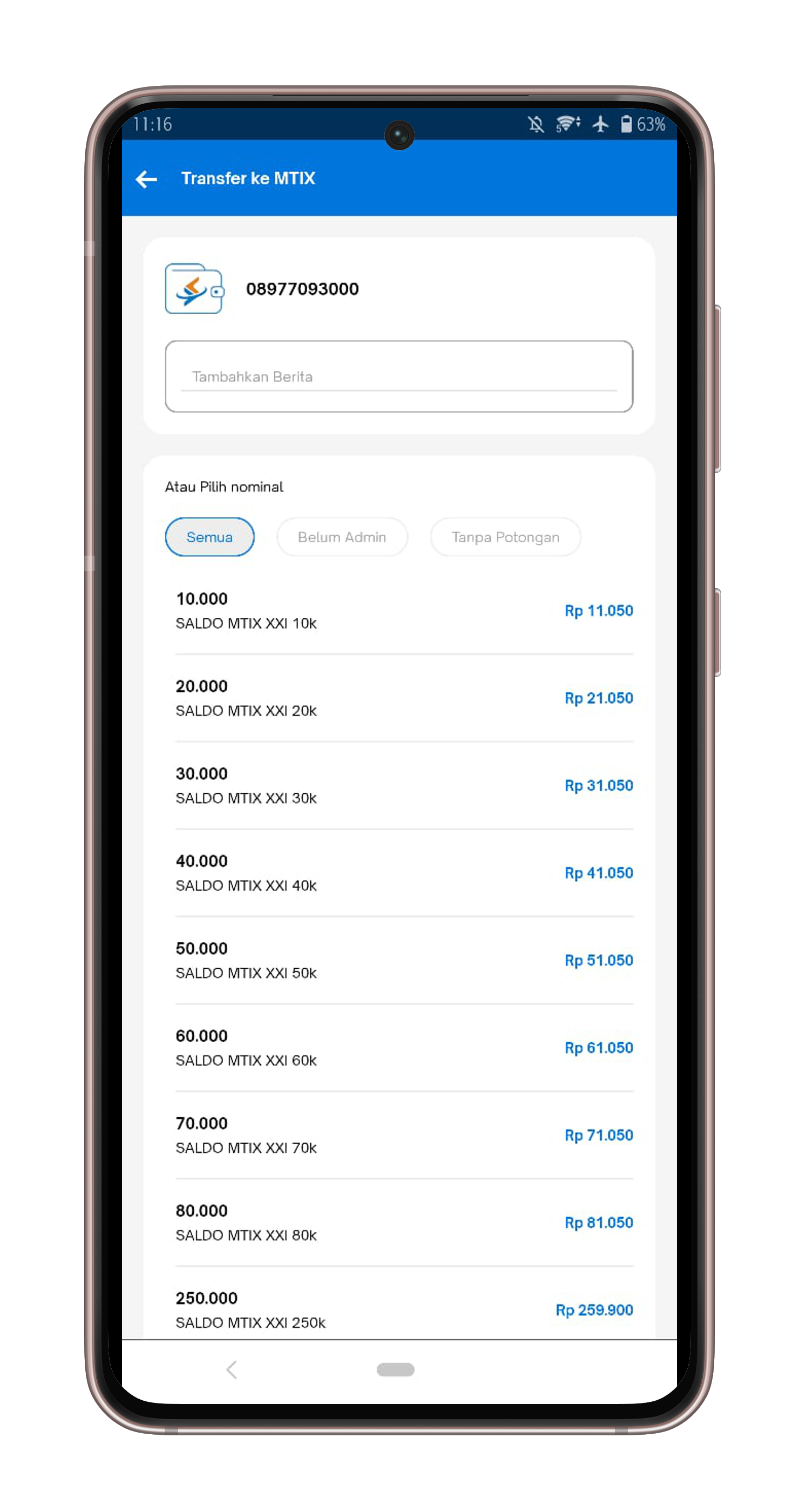 cara isi saldo aplikasi mtix