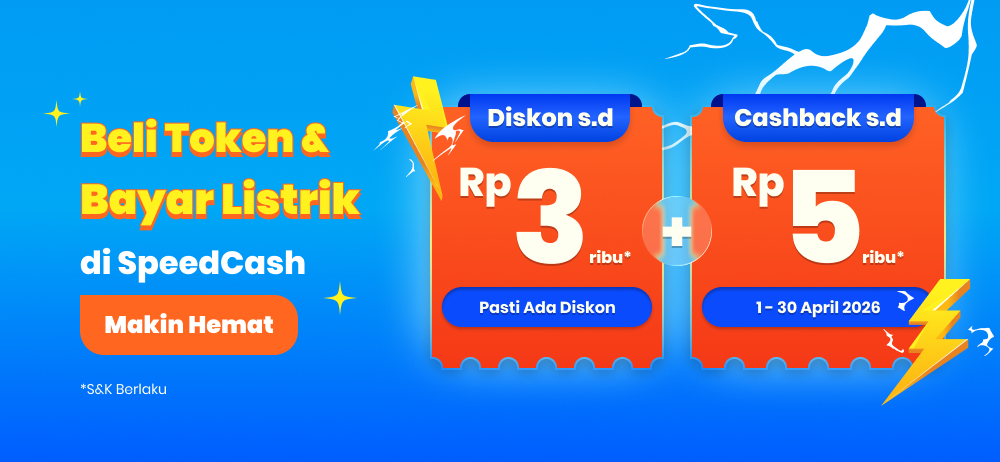 Beli token dan bayar listrik di SpeedCash makin hemat ada diskon dan cashback